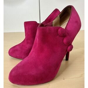 Christian Louboutin Suede Stiletto Heels Ankle Boots Size 38 Red Bottom Pink